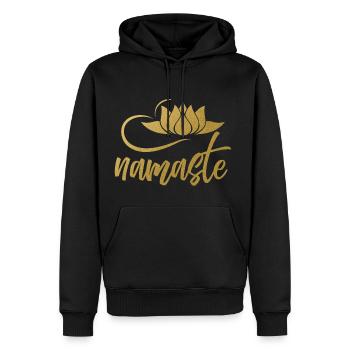 Namaste Yoga Lotusblüte Geist Joga Bewusstsein - Männer Premium Bio Hoodie - Schwarz - Vorne - Nico (187cm)