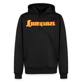 lumpazi t-shirts - Männer Premium Bio Hoodie - Schwarz - Vorne - Nico (187cm)