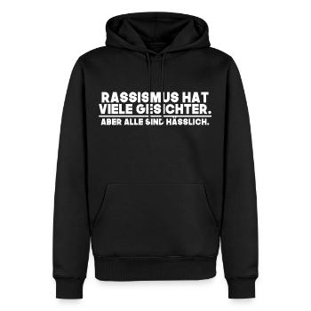 Rassismus ist hässlich - Männer Premium Bio Hoodie - Schwarz - Vorne - Nico (187cm)