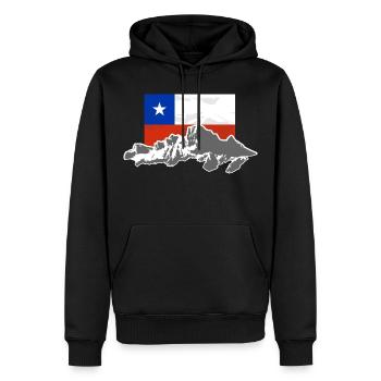 Chile - Mountains & Flag - Männer Premium Bio Hoodie - Schwarz - Vorne - Nico (187cm)