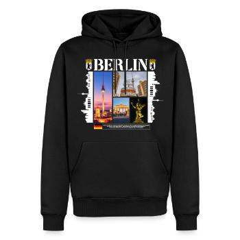 Berlin Deutschland Stadt Skyline Heimat Liebe - Männer Premium Bio Hoodie - Schwarz - Vorne - Nico (187cm)