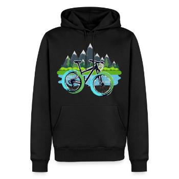 T-shirt VTT - Mugs d’extérieur Sacs Vélo - Sweat à capuche Premium bio Homme - noir - Devant - Nico (187cm)