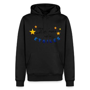 Il m'aime - Sweat à capuche Premium bio Homme - noir - Devant - Nico (187cm)
