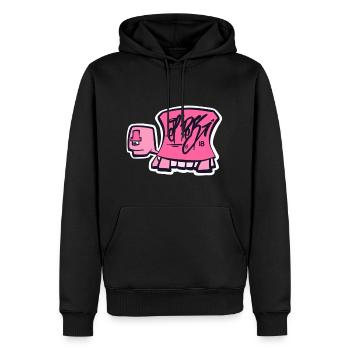 Tag turtle / Pink Schildkröte Logo - Männer Premium Bio Hoodie - Schwarz - Vorne - Nico (187cm)