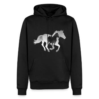 Pferd Galopp - Männer Premium Bio Hoodie - Schwarz - Vorne - Nico (187cm)