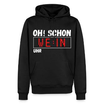 Oh schon Wein Uhr. Lustiger Spruch Party Geschenk - Männer Premium Bio Hoodie - Schwarz - Vorne - Nico (187cm)