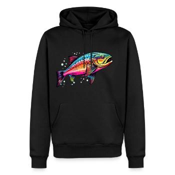 Rainbow Trout - Men’s Premium Organic Hoodie - black - Front - Nico (187cm)