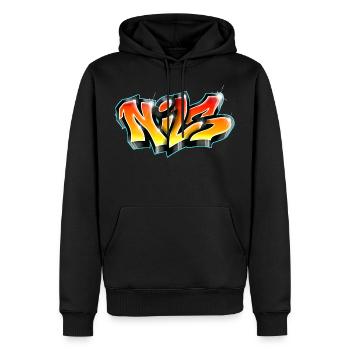 Graffiti NILS Print on everything! - Men’s Premium Organic Hoodie - black - Front - Nico (187cm)