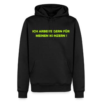 Ich arbeite gern für meinen Konzern - Männer Premium Bio Hoodie - Schwarz - Vorne - Nico (187cm)