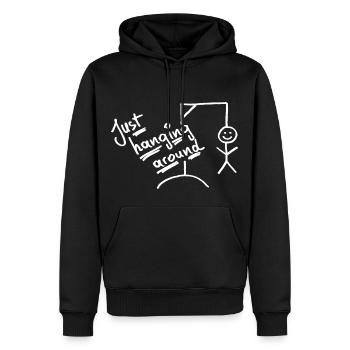 Traîner - traîner - l’humour noir - Sweat à capuche Premium bio Homme - noir - Devant - Nico (187cm)