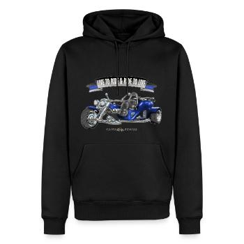 LIVE TO RIDE & RIDE TO LIVE (BLAU-SCHWARZ) - Männer Premium Bio Hoodie - Schwarz - Vorne - Nico (187cm)
