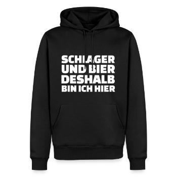 Schlager und bier deshalb bin ich hier - Männer Premium Bio Hoodie - Schwarz - Vorne - Nico (187cm)