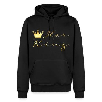 Her King | King and Queen Paar Design - Männer Premium Bio Hoodie - Schwarz - Vorne - Nico (187cm)