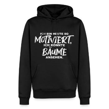 ich bin heute so motiviert, ich könnte Bäume anseh - Männer Premium Bio Hoodie - Schwarz - Vorne - Nico (187cm)