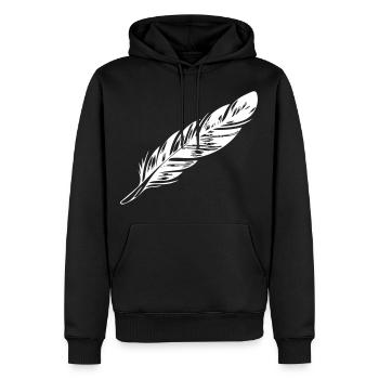 Feder - Männer Premium Bio Hoodie - Schwarz - Vorne - Nico (187cm)