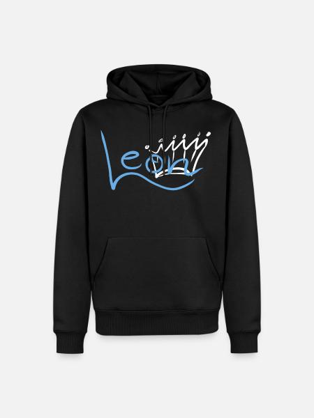 Krone Name Namensschild Leon - Männer Premium Bio Hoodie - Schwarz