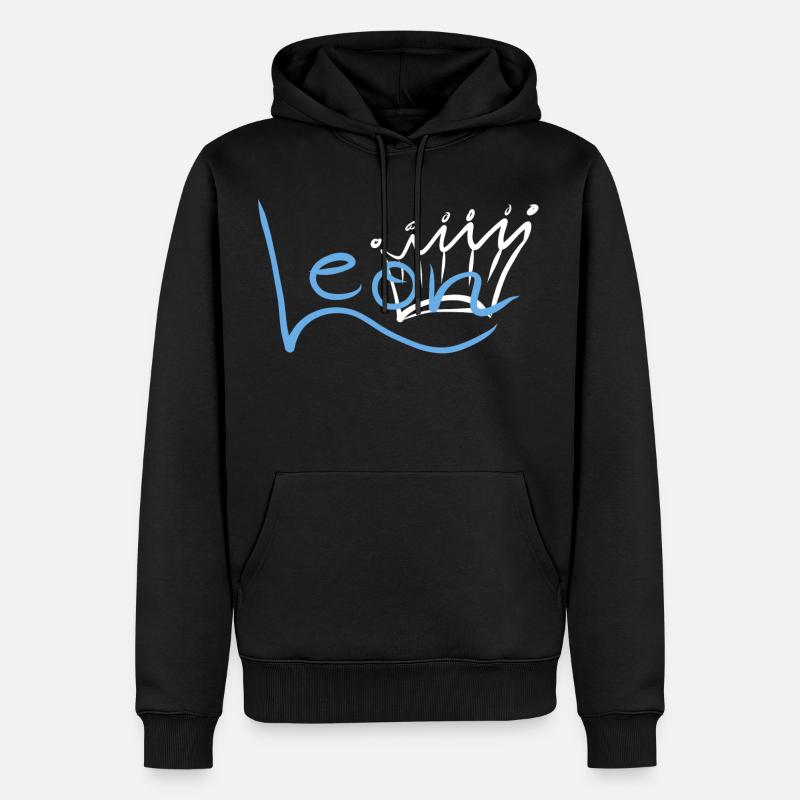 Krone Name Namensschild Leon - Männer Premium Bio Hoodie - Schwarz