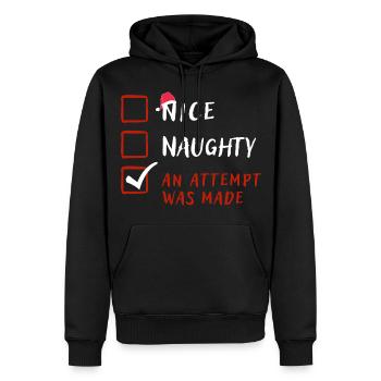 Naughty Nice Attempt Was Made,Funny Christmas Gift - Men’s Premium Organic Hoodie - black - Front - Nico (187cm)