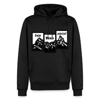 Den Berg hoch - Männer Premium Bio Hoodie - Schwarz - Vorne - Nico (187cm)