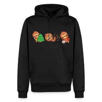Lustige Faultier-Weihnachten. Xmas Slothy - Männer Premium Bio Hoodie - Schwarz - Vorne - Nico (187cm)