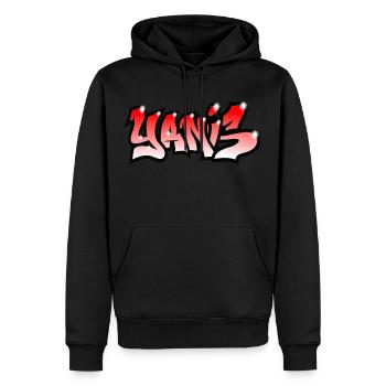 graffiti tag vorname YANIS rot - Männer Premium Bio Hoodie - Schwarz - Vorne - Nico (187cm)
