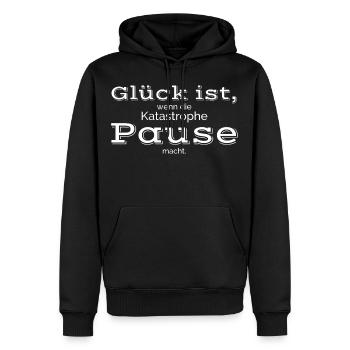 Glueck ist Katastrophe Pause macht 3 weiss - Männer Premium Bio Hoodie - Schwarz - Vorne - Nico (187cm)
