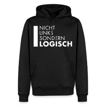 Nicht links sondern logisch politisch Spruch - Männer Premium Bio Hoodie - Schwarz - Vorne - Nico (187cm)
