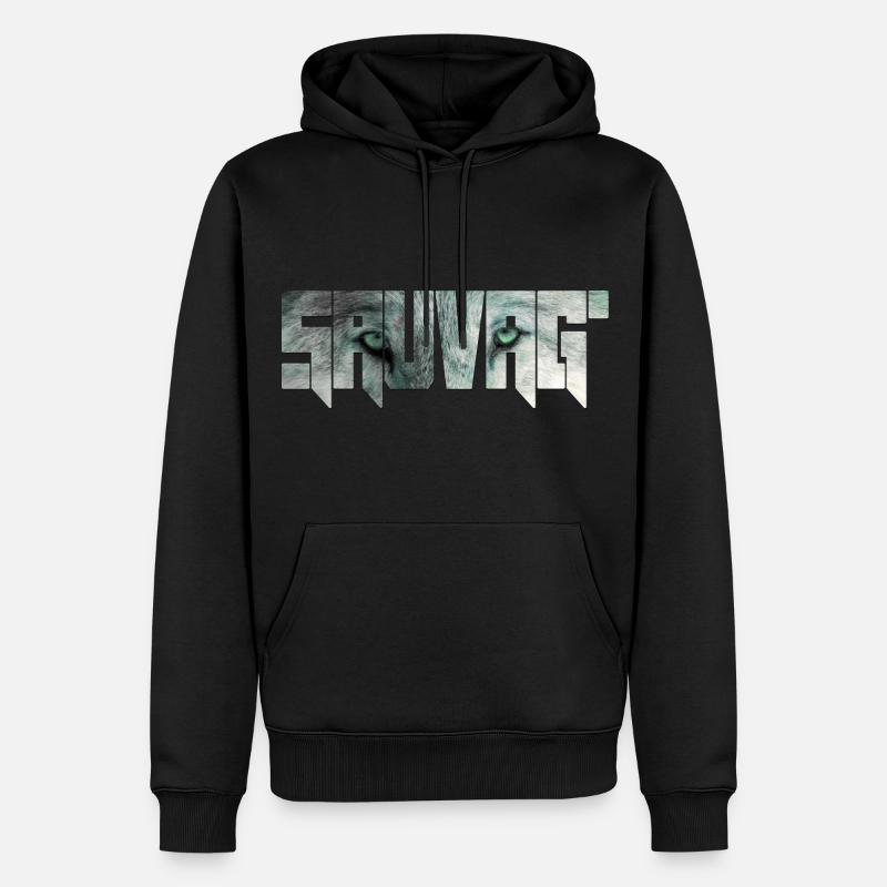 Wilder Wolf - Männer Premium Bio Hoodie - Schwarz