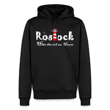 Rostock - me voilà chez moi - Sweat à capuche Premium bio Homme - noir - Devant - Nico (187cm)