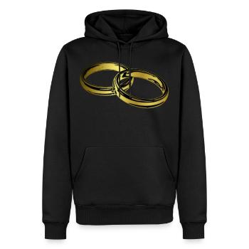 Anneaux de fiançailles de mariage - Sweat à capuche Premium bio Homme - noir - Devant - Nico (187cm)
