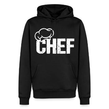 Chapeau de chef CHEF - Sweat à capuche Premium bio Homme - noir - Devant - Nico (187cm)