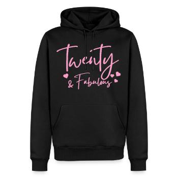 zwanzig fabelhaft - Männer Premium Bio Hoodie - Schwarz - Vorne - Nico (187cm)