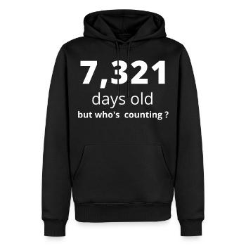 20th birthday - Men’s Premium Organic Hoodie - black - Front - Nico (187cm)