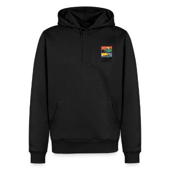 outdoor expert color - Men’s Premium Organic Hoodie - black - Front - Nico (187cm)