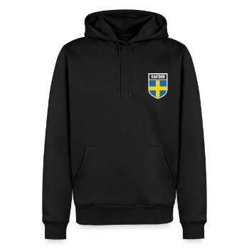 Schweden - Nationalfahne im Wappen Sweden - Männer Premium Bio Hoodie - Schwarz - Vorne - Nico (187cm)