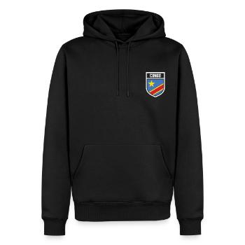 Kongo - Nationalfahne im Wappen - Männer Premium Bio Hoodie - Schwarz - Vorne - Nico (187cm)