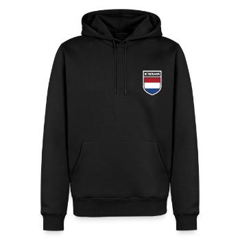 Pays-Bas - Drapeau national dans les armoiries - Sweat à capuche Premium bio Homme - noir - Devant - Nico (187cm)