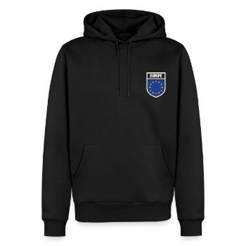 Europa - Nationalfahne im Wappen - Männer Premium Bio Hoodie - Schwarz - Vorne - Nico (187cm)