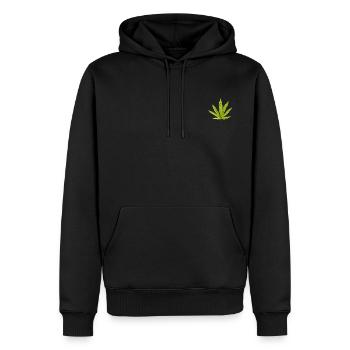 Hanfblatt - Männer Premium Bio Hoodie - Schwarz - Vorne - Nico (187cm)
