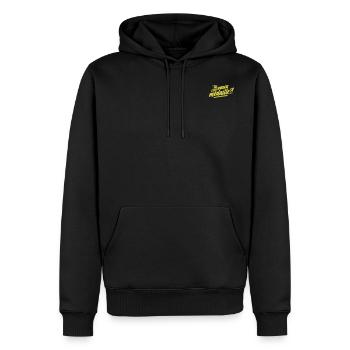 Tu veux une médaille?! - Sweat à capuche Premium bio Homme - noir - Devant - Nico (187cm)