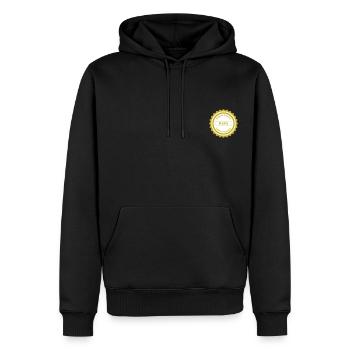 Quality label / Dad / English / Small - Men’s Premium Organic Hoodie - black - Front - Nico (187cm)