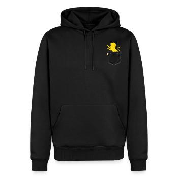 Gelber Löwe in Brusttasche Braunschweig Fußball - Männer Premium Bio Hoodie - Schwarz - Vorne - Nico (187cm)