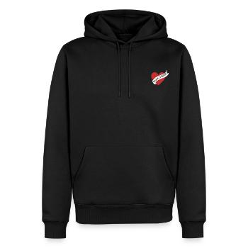 Team La mariée cœur rouge et ruban - Sweat à capuche Premium bio Homme - noir - Devant - Nico (187cm)