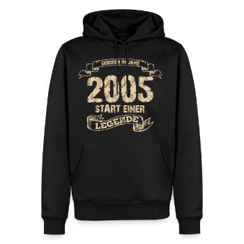 Geboren im Jahr 2005. Start einer Legende! - Männer Premium Bio Hoodie - Schwarz - Vorne - Nico (187cm)
