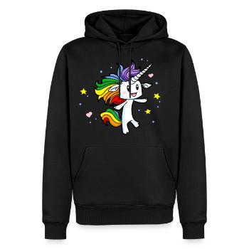 Magique arc-en-Unicorn - Sweat à capuche Premium bio Homme - noir - Devant - Nico (187cm)