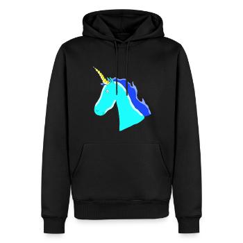 idée cadeau licorne licorne queue Blauhorn - Sweat à capuche Premium bio Homme - noir - Devant - Nico (187cm)