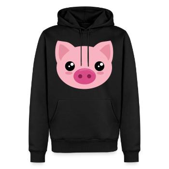 Schwein Gesicht - Pig Ferkel Kostüm Halloween Tier - Männer Premium Bio Hoodie - Schwarz - Vorne - Nico (187cm)