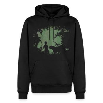 Conte de fées jungle tigre garçon loup enfant - Sweat à capuche Premium bio Homme - noir - Devant - Nico (187cm)