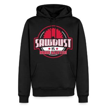 Sawdust is man Glitter - Handwerker-Holz-Schreiner - Männer Premium Bio Hoodie - Schwarz - Vorne - Nico (187cm)