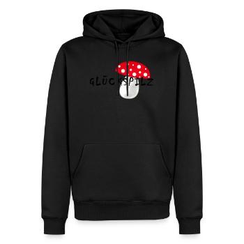 Glückspilz, Pilz, Fliegenpilz - Männer Premium Bio Hoodie - Schwarz - Vorne - Nico (187cm)